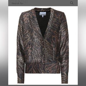 Ganni tiger print shiny cardigan